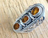 Citrine Ring Sterling Silver Adjustable Ring Gift for Her Gift For Mom Citine Gemstone