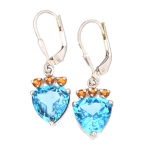 Swiss Blue Topaz Earrings; Lever Back; 925 Sterling Sliver; Citrine Gemstone Jewelry; Dainty Delicate Earrings; Handmade Bali; Gift for Her