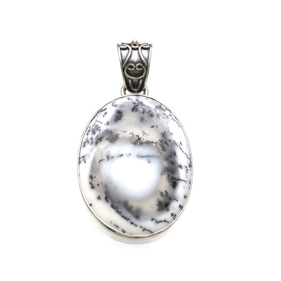 Dendrite Pendant Necklace; 925 Sterling Silver; Agate Jewelry; Handmade Bali Jewelry; Natural Stone Jewelry; Gift for Her; One of a Kind