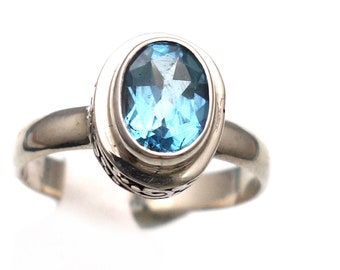 Blue Topaz Ring real topaz gemstone ring birthstone ring dainty ring birthday gift