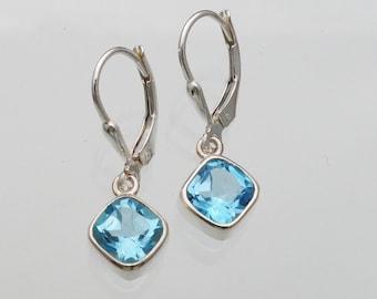 Blue Topaz Earrings blue earrings dainty earrings elegant earrings dangle earrings Handmade In Bali Silver Jewelry  Lever back Years