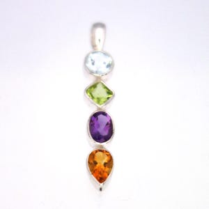 Gemstone Pendant Gemstone necklace Multistone jewelry Sterling Silver jewelry Aquamarine Jewelry Peridot Jewelry Amethyst Jewelry Citrine