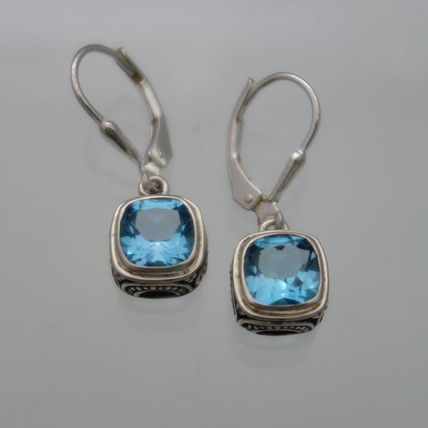 Blue topaz Earrings Dainty Earrings Leverback earrings Silver jewelry Handmade earrings gift earrings fine quality jewelry