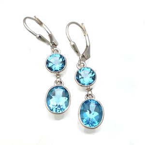 Blue Topaz Earrings Sterling Silver Earrings Blue Topaz Jewelry Real Blue Topaz Swiss Blue Topaz Jewelry handmade Jewelry Lever Back Earring