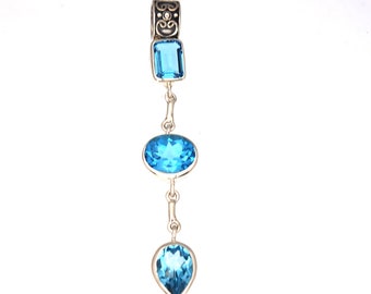 Blue Topaz Pendant Blue Topaz Jewelry Blue Topaz Necklace Topaz Jewelry Handmade Jewelry Bali Jewelry