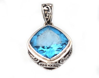 Blue Topaz Pendant Topaz Jewelry Blue topaz Necklace Genuine Topaz Gemstone Jewelry Birthstone Jewelry