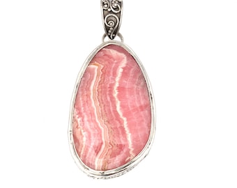 Rhodochrosite pendant Rhodochrosite Jewelry Rhodochrosite Necklace Bali Jewelry Pink Jewelry handmade Jewelry unique Jewelry