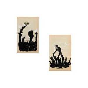 collage di carta surreale originale, collage di tecniche miste, opera d'arte fatta a mano, pittura collage, arredamento per la casa, dittico, arte del collage, arredamento naturalistico