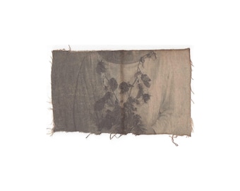 Floral Portrait Mono Print, Wildflowers Botanical Textile Artwork,  Handprinted, Mixed Media-Photography, Vintage Floral Tapestry