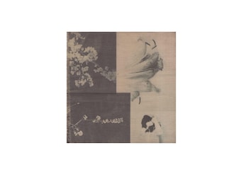 Dark Abstract Floral Mixed-Media Mono Print, Minimalist Contemporary Textile Art, Photography Collage Mixed Media
