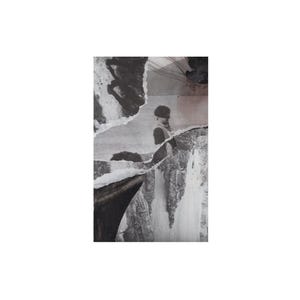 Black and White Illustration, Original Paper Collage Art, Abstract Surreal Nature Artwork, Mixed Media Collage