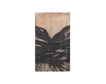 Original Abstract Ink Painting, Mixed Media on Paper, Beige and Black Abstract Painting , Boho Minimalist Art , Eclectic wall art