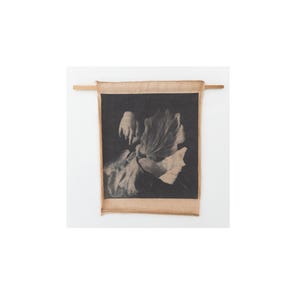 Moody Botanical Textile Artwork,  Handprinted, Mixed Media-Photography, Vintage Floral Tapestry Art