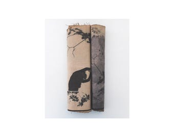Misprint Art, Vintage Dark Moody Floral Textile Artwork, Abstract Botanical Mixed-Media Mono Print, Photography Collage