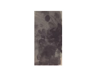 Original Abstract Floral Monotype , Mini Abstract Nature Art , Moody Vintage Dark Green & Black Japandi Wall Art , Organic Wabi Sabi