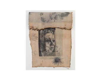 Livre d'artiste monotype original, collage photographique, œuvre d'art en techniques mixtes, art botanique abstrait, art textile contemporain surréaliste
