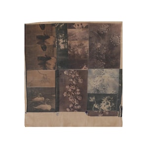 Brown & Beige  Abstract Floral Mixed-Media Mono Print, Dark Botanical Textile Artwork, Photography Collage , Handprinted, Moody Landscape