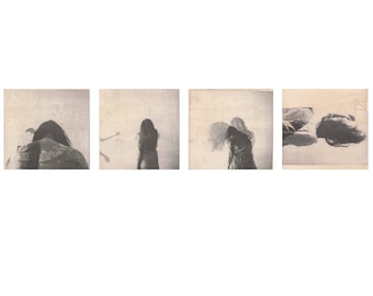 alternative photo process, experimental photography, small prints set, analog print on Dyed Paper, Collection prints, self portrait