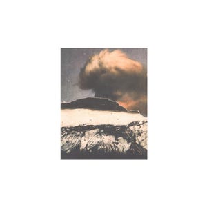 mountain landscape art, photography collage mixed media artwork, analog print, landscape monoprint on paper, handprint