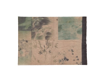 Minimalist Botanical Wall Art , Contemporary Textile Wall Art, Abstract Floral Mono Print, Photography Collage Mixed Media Artwork