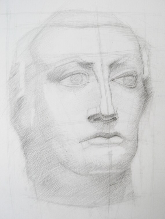 Original Pencil Drawing Man Portrait Pencil Sketch Art On High Quality Paper Vertical Wall Art For Framing Angry Man Face Expression