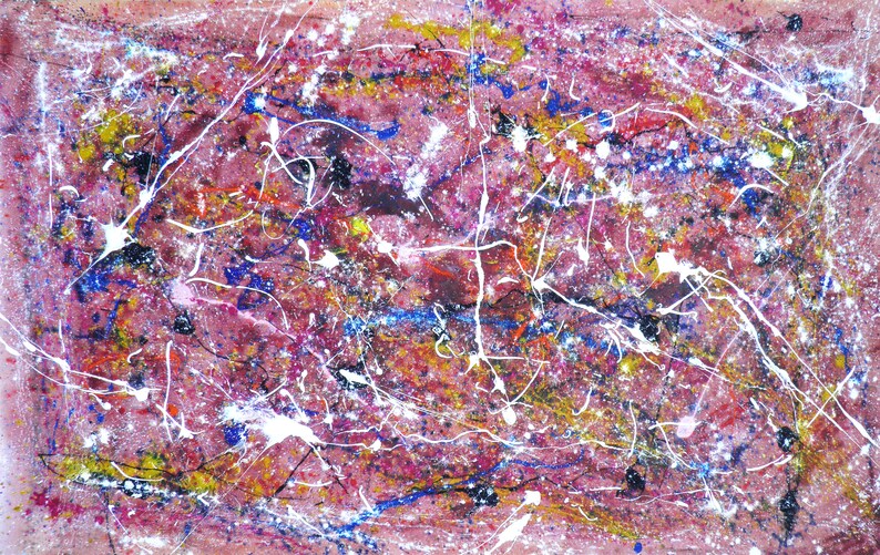 Original-Gemälde auf Leinwand große horizontale Malerei rosa | Etsy