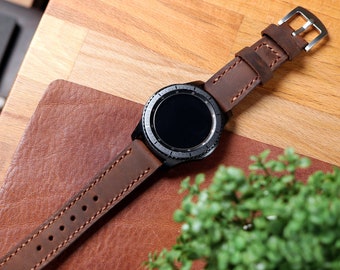 Samsung Galaxy Watch Leather Strap / Gear S3 Frontier / Classic / Sport - Active 2 Watch Band / Handstitched Bifold Watch Strap 22mm 20mm