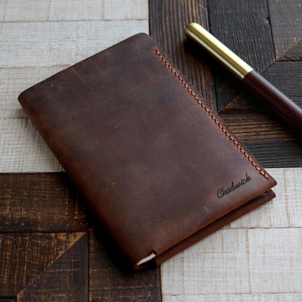 Personalized Leather Field Notes Notebook Cover, Pocket Notebook, Leather Notebook Cover / Refillable Engraved 9x14 cm, B7 Size