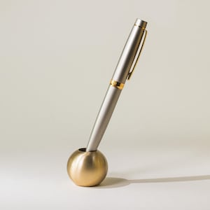 Solid Brass Pen Pot - Modern Desk Accessory image 1