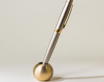 Solid Brass Pen Pot - Modern Desk Accessory