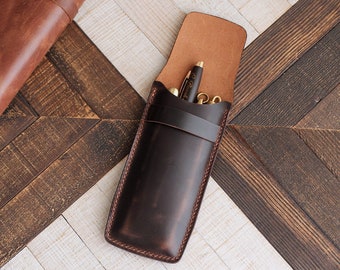 Leather Pen Case / Fountain Pen Holder / Handmade Leather Pen Pouch, Pencil Sleeve, Fountain Pen Case for MontBlanc, Lamy