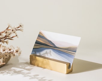 Brushed Brass Business Card Holder, Card Display Stand, Office Accessories