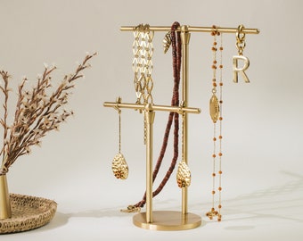 Messing Schmuckständer / Ohrring Halter / Schmuck Organizer Display / T-Förmiger Armbandständer / Halskette Halter / Ringständer, Halskette Aufhänger