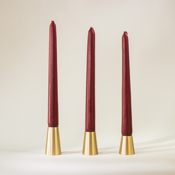 Conical Candlestick - Set of 3 / Candlestick Holder / Minimal Brass Candlesticks / Taper Candle Sticks Holders / Christmas Table Decor