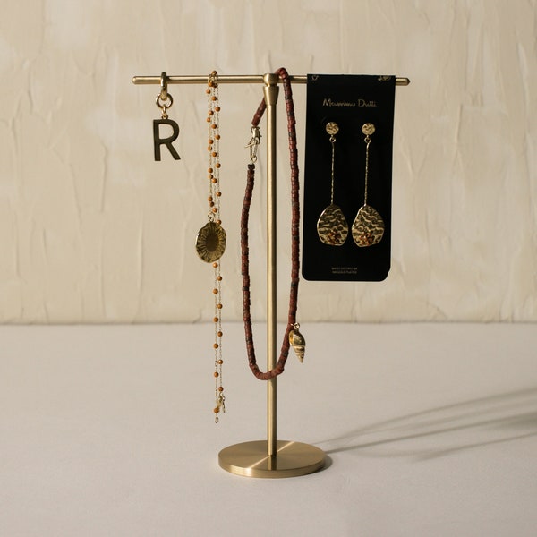 Jewelry Display / Brass Accessory Stand / T-Bar Earring Stand / Earring Necklace Stand / Jewelery Hanger, Bracelet Holder, Necklace Display