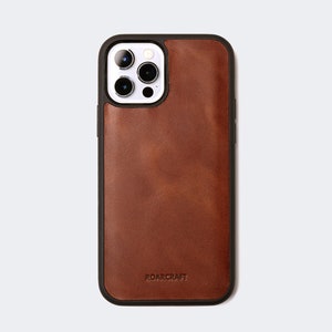 Leren iPhone 16 Pro Max-hoesje / Monogramgravure / Gepersonaliseerde leren iPhone-hoesje / Gepersonaliseerd cadeau-idee / iPhone-backcase