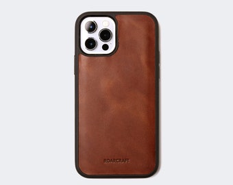 Monogramm iPhone 16 Pro Max Lederhülle, personalisierte Vollnarbenabdeckung
