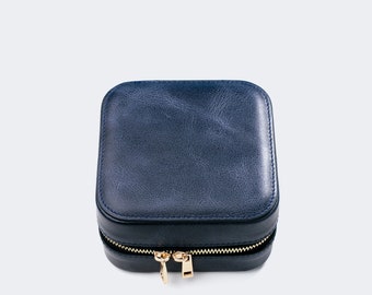 Leder Reise Schmuckschatulle: Kalbsleder, Gold Reißverschluss