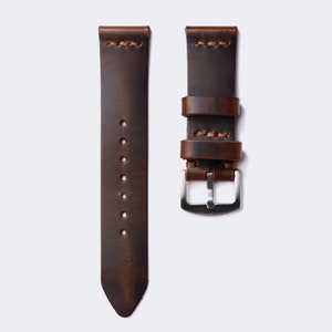 Leather Watch Strap / Brown Full Grain Leather Watch Band 18mm 20mm 22 mm / Custom initials / Handmade Leather Watch Band image 4