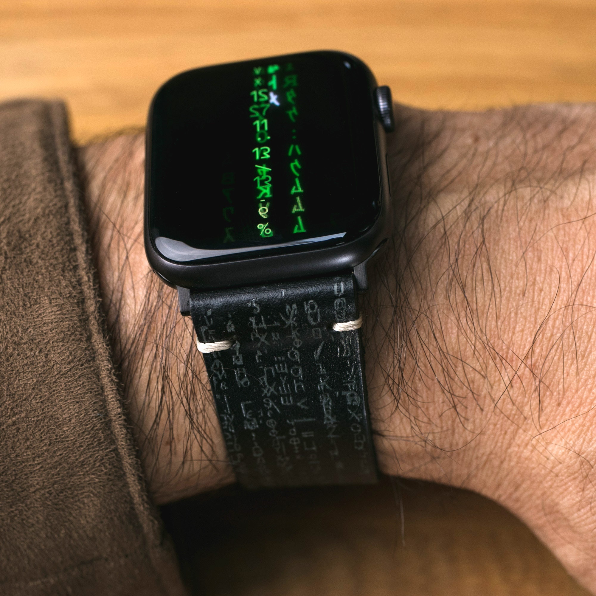 Matrix Apple Watch Leather Band Hand Painted Watch Strap Matrix Code Apple Watch Band Men Glow in the Dark Custom Made Watch Strap Etsy UK