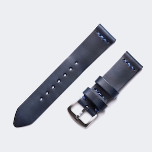 Leather Watch Strap / Panerai Full Grain Leather Watch Strap 26mm 20mm 22 mm 24mm / Minimalist Indigo Blue Leather Watch Band