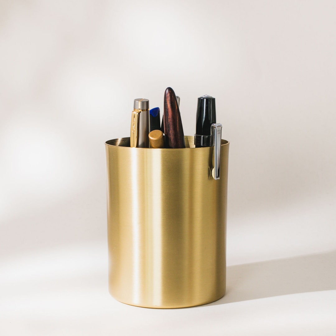Brass Pen Holder / Brass Pen Case / Brass Cup / Stationery Etsy