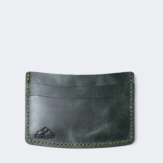Engraved Slim Wallet / Full-grain Leather Card Holder / 