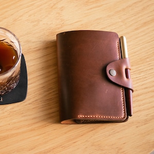 A6 Cover / Mini Organizer / Leather Notebook Cover / Journal Cover A6 Folio / Leather Sketchbook, Notebook Cover / Engraved A6 Sleeve