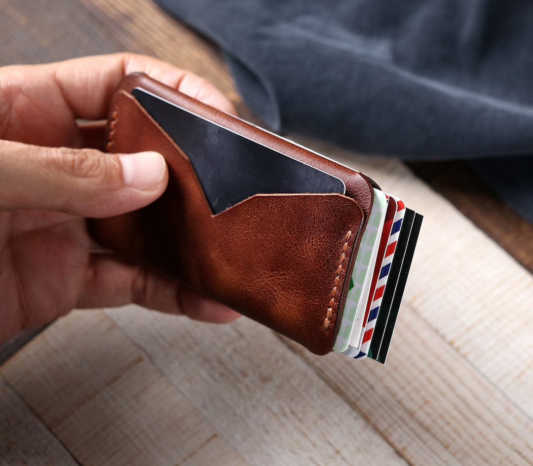 Personalisierter Minimal Leder Kartenhalter / Handgefertigte - Etsy  Österreich