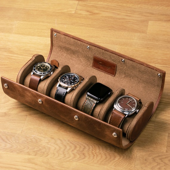 Leather Travel Watch Case for 4 / Quadruple Watch Roll / -  Canada