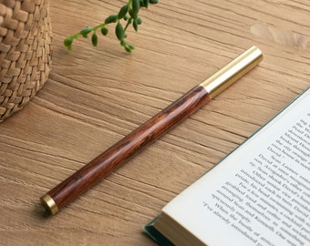 Brass EDC Pen / Personalized Wood & Brass Gel Pen for writing / Sign Pen / Rollerball writing pen / Business Sign Pen / Engraved Wood Pen