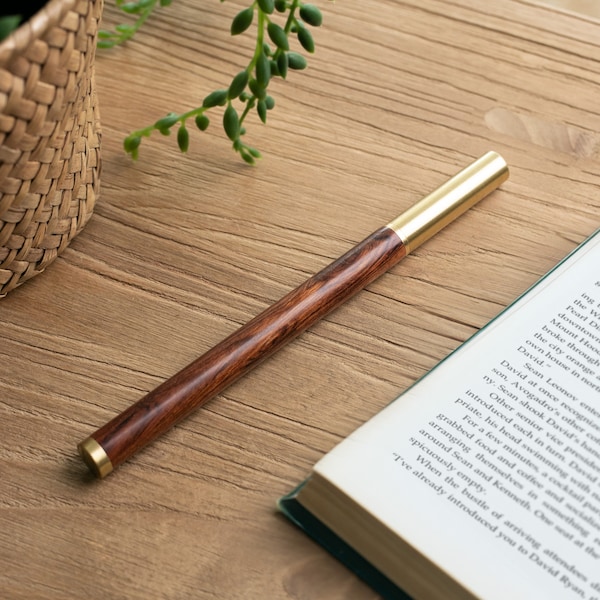 Brass EDC Pen / Personalized Wood & Brass Gel Pen for writing / Sign Pen / Rollerball writing pen / Business Sign Pen / Engraved Wood Pen