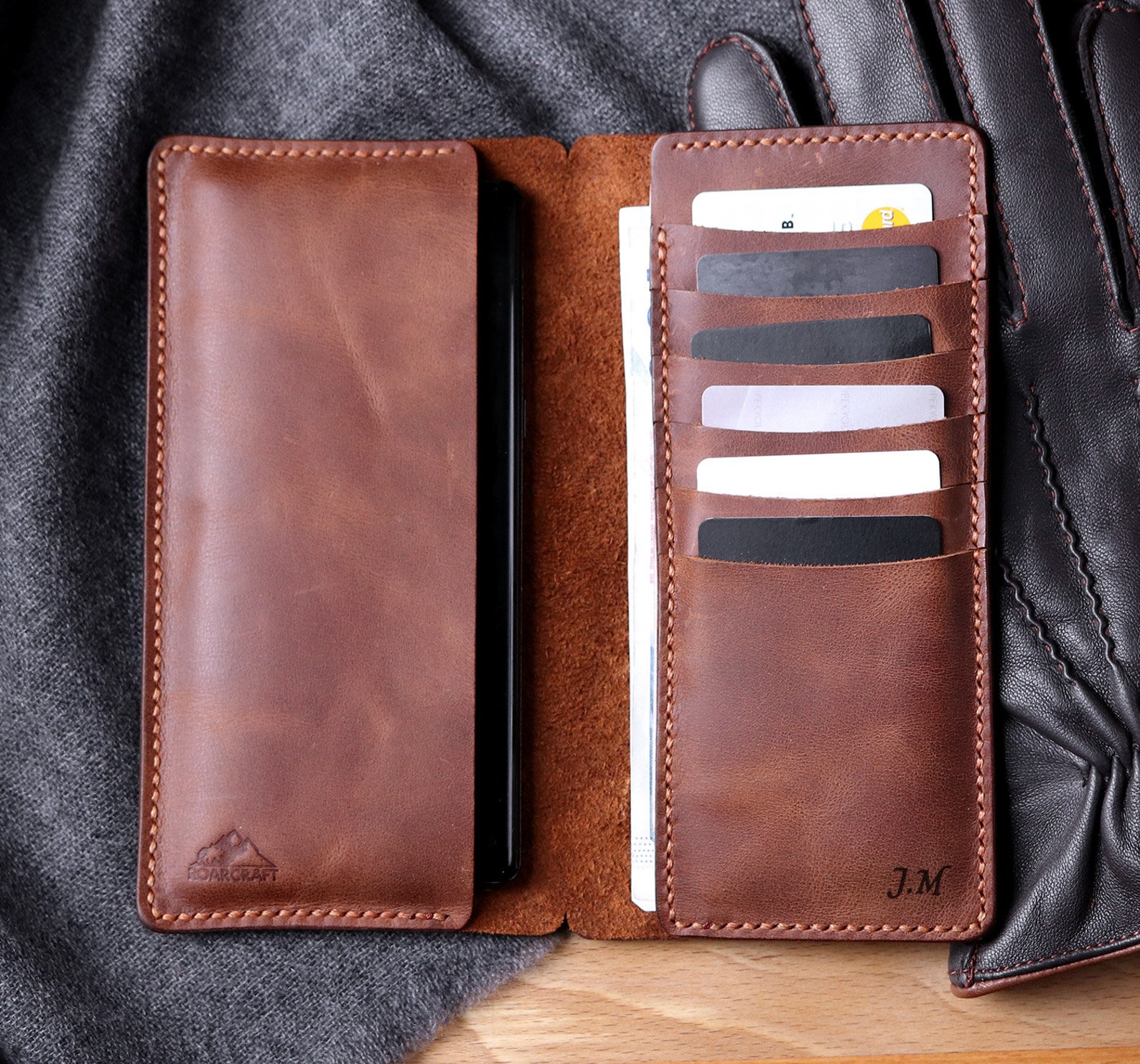 Iphone X Leather Wallet Case / Iphone X Wallet Case / Tobacco Etsy