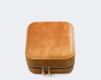 Leder Schmuckschatulle, vollnarbiges Kalbsleder, personalisiertes Geschenk